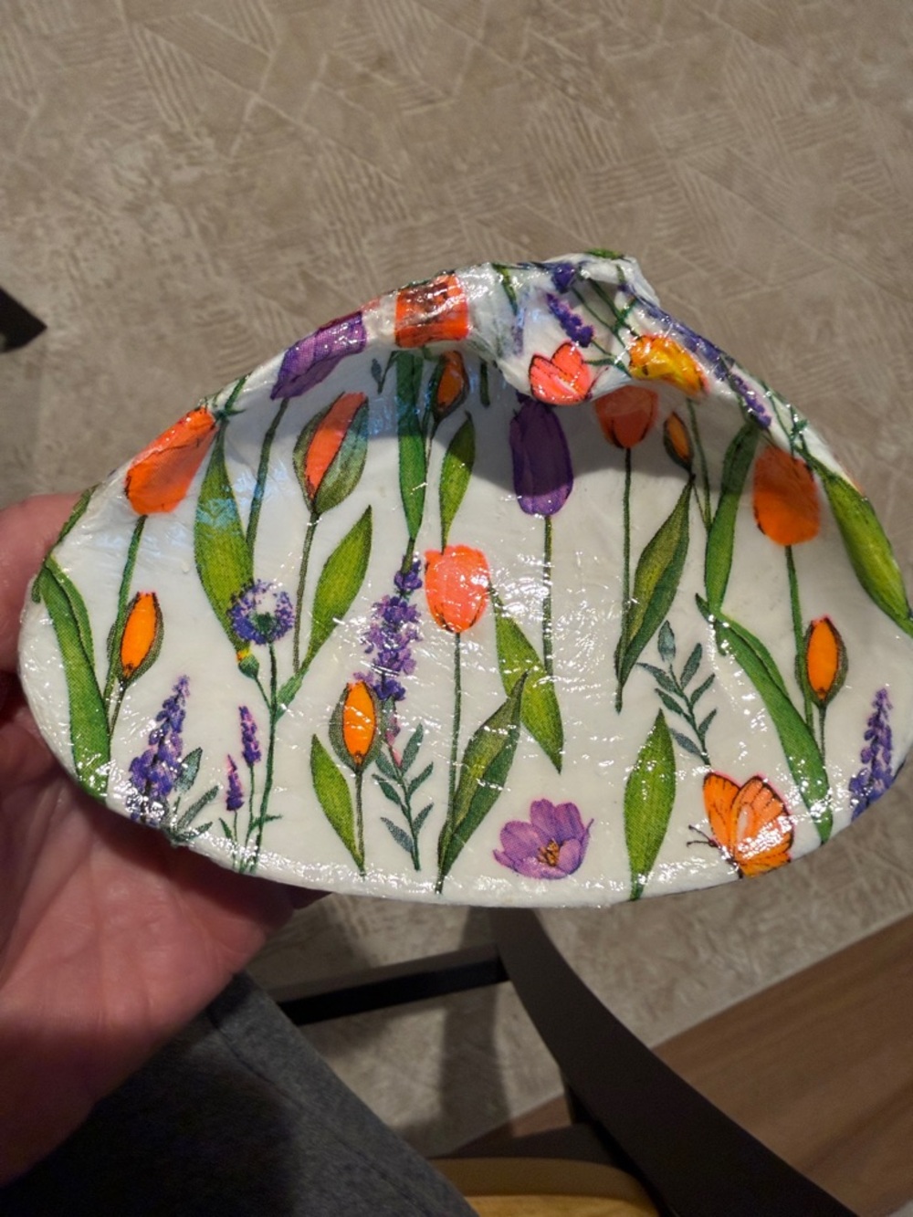 Hand Crafted Decoupage Sea Shell Ring Trinket Dish